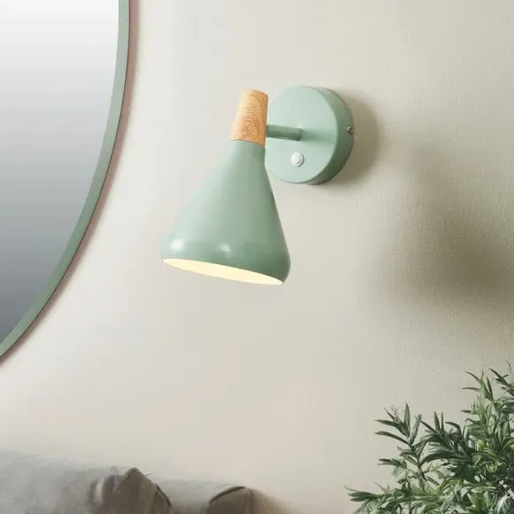 Adjustable Wall Light with Switch - Green, Metal