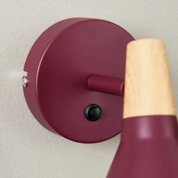 Adjustable Wall Light with Switch - Mulberry, Metal