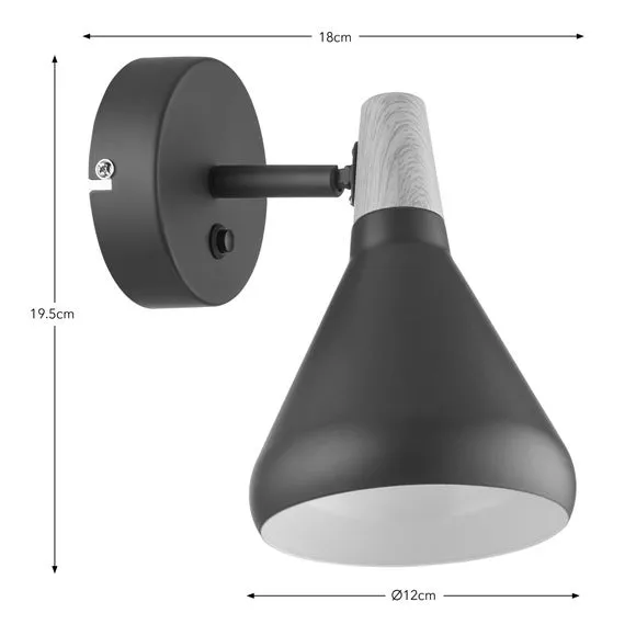 Adjustable Wall Light with Switch - Mulberry, Metal