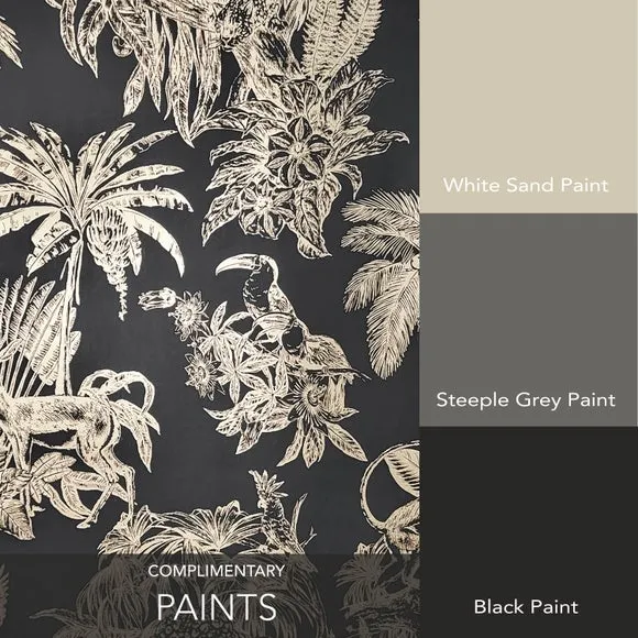 Amazonia Wallpaper - Charcoal, Metallic Ink