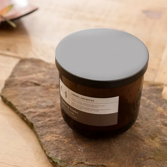 Amber & Tonka Scented Candle - Brown