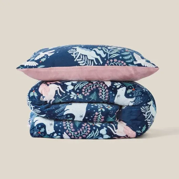 Animal Duvet Cover Set - Navy, Fleece