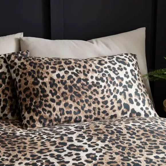 Animal Print Duvet Cover Set - Brown, Cotton