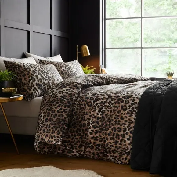 Animal Print Duvet Cover Set - Brown, Cotton