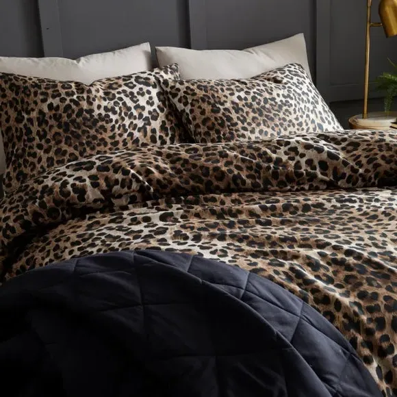 Animal Print Duvet Cover Set - Brown, Cotton