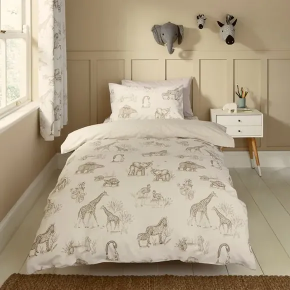 Animal Print Duvet Cover Set - Natural, Cotton