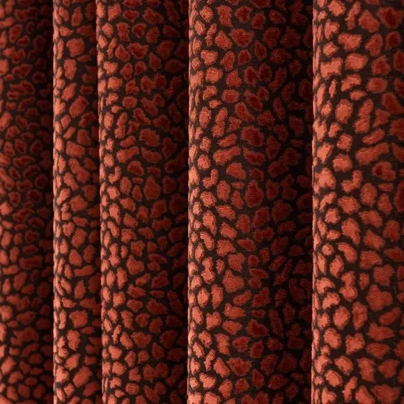 Animal Print Eyelet Curtains - Copper, Velvet