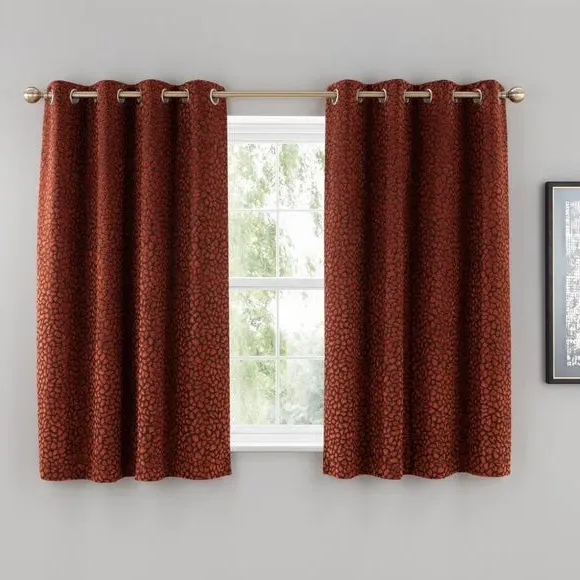 Animal Print Eyelet Curtains - Copper, Velvet