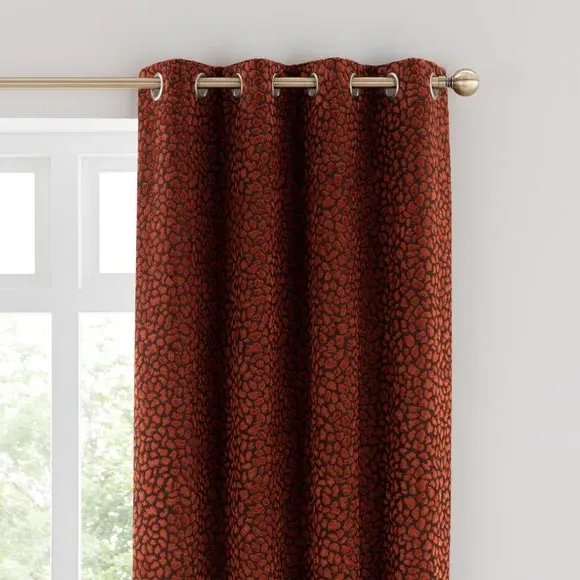 Animal Print Eyelet Curtains - Copper, Velvet image