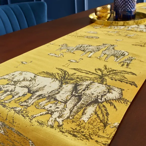 Animal Print Table Runner - Ochre, Jacquard