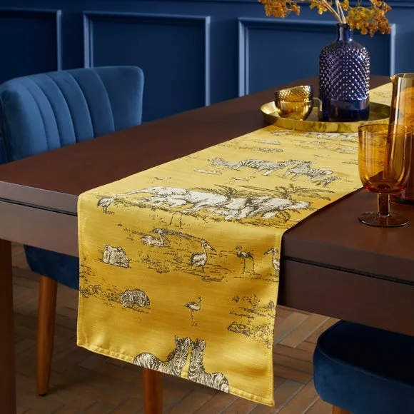 Animal Print Table Runner - Ochre, Jacquard