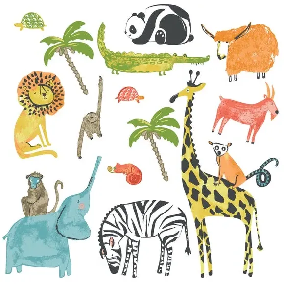 Animal Wall Stickers - Multicolor, Vinyl