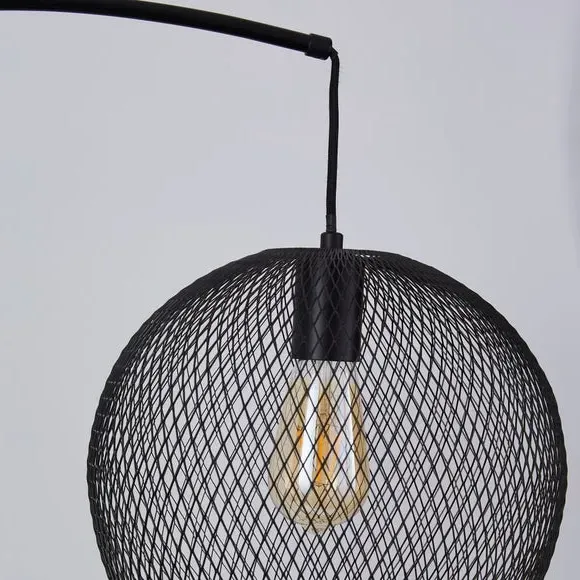 Arc Floor Lamp with Mesh Shade - Black, Steel