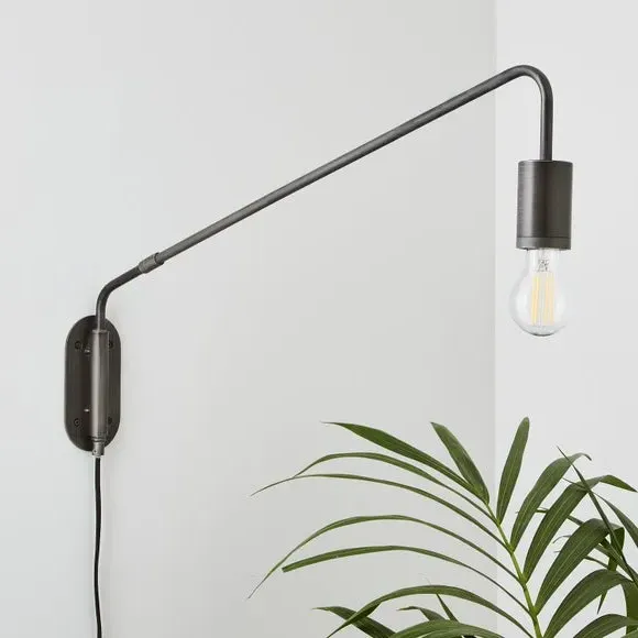 Arc Wall Light with Plug - Pewter, Metal