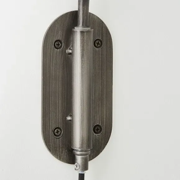 Arc Wall Light with Plug - Pewter, Metal