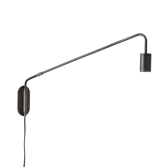 Arc Wall Light with Plug - Pewter, Metal