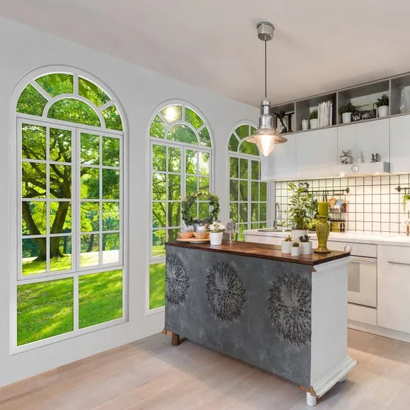 Arch Windows Wall Mural - White image