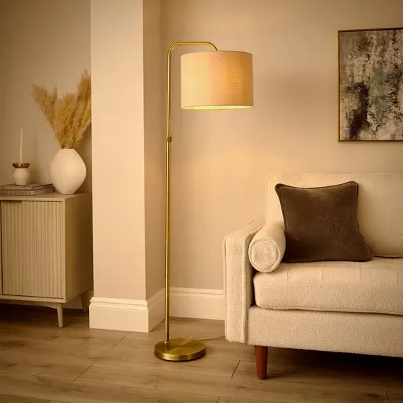 Arched Adjustable Floor Lamp - Antique Brass