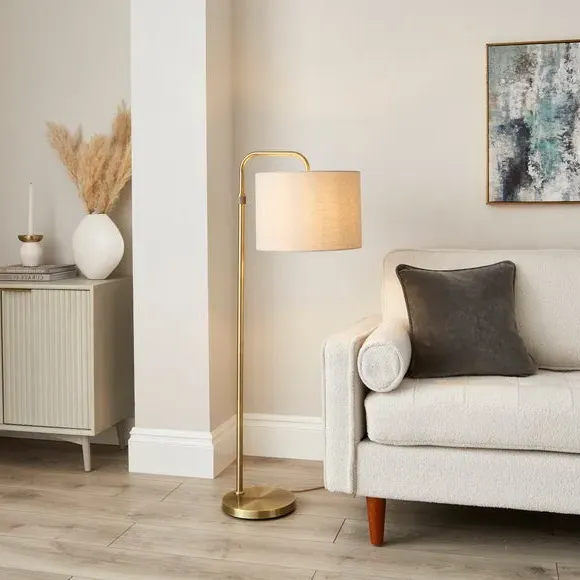Arched Adjustable Floor Lamp - Antique Brass