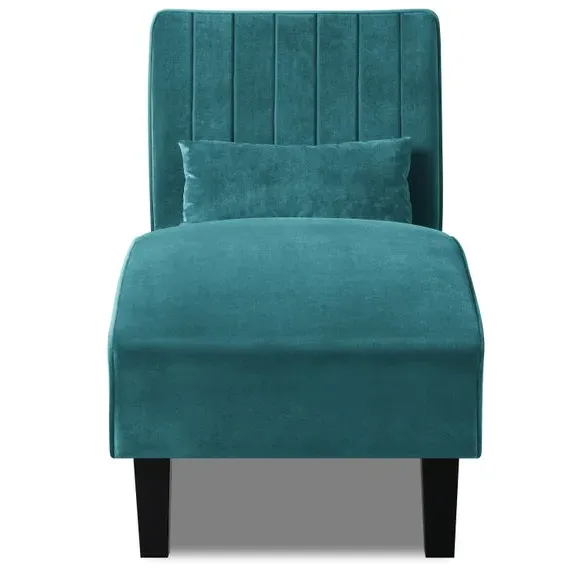 Arched Chaise Lounge with Cushion - Teal, Velvet