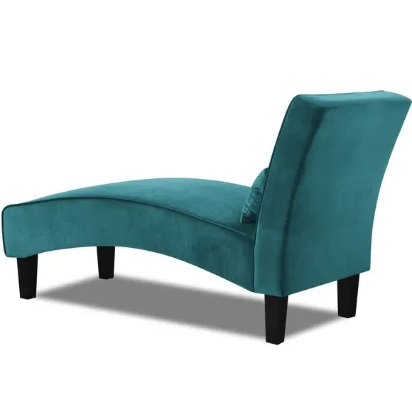 Arched Chaise Lounge with Cushion - Teal, Velvet