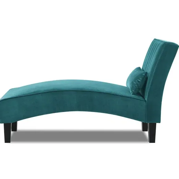 Arched Chaise Lounge with Cushion - Teal, Velvet