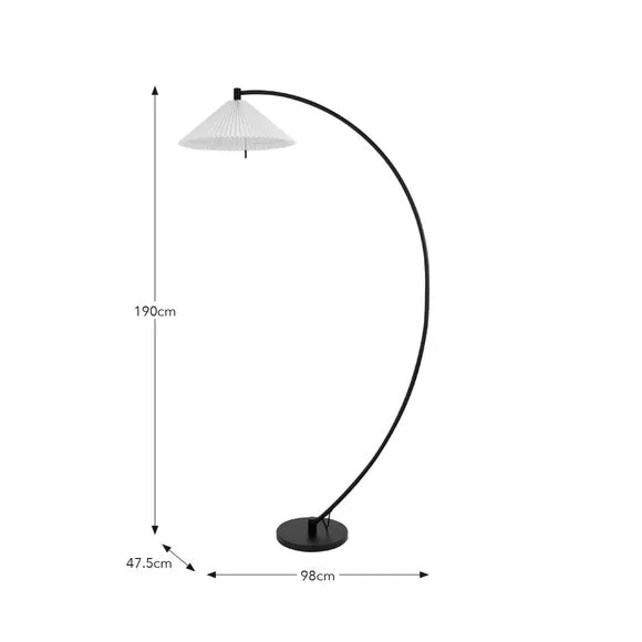 Arched Floor Lamp Mid Century - Black, Metal