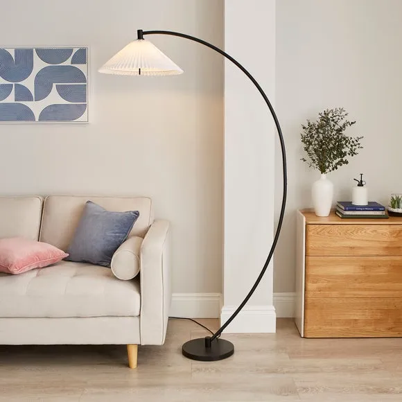 Arched Floor Lamp Mid Century - Black, Metal image