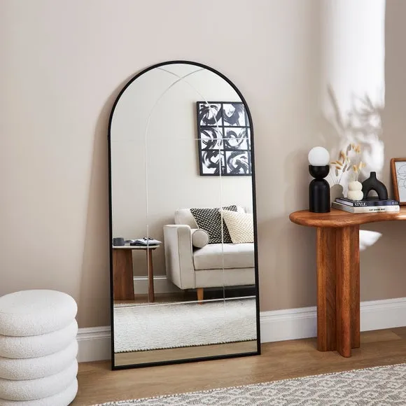 Arched Full Length Leaner Mirror - Black Frame image