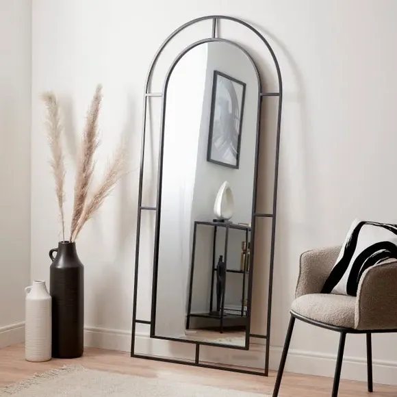 Arched Full Length Leaner Mirror - Black, Metal image