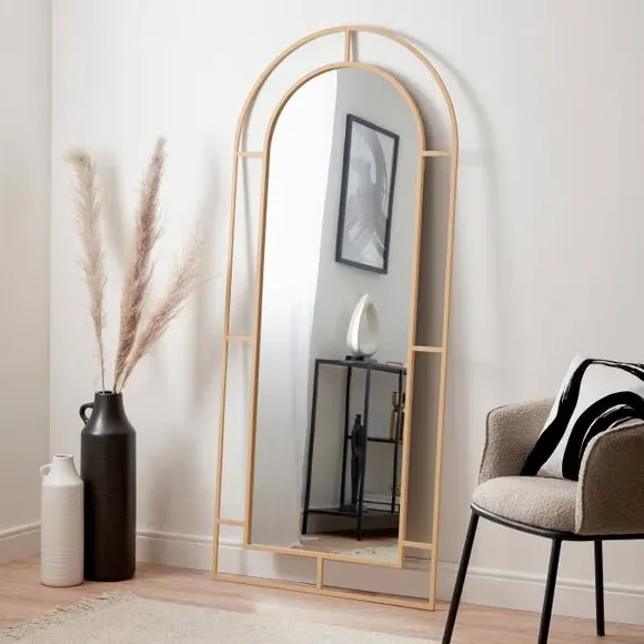 Arched Full Length Leaner Mirror - Gold, Metal