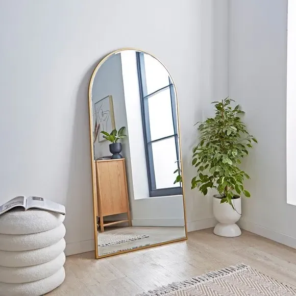 Arched Full Length Leaner Mirror - Gold
