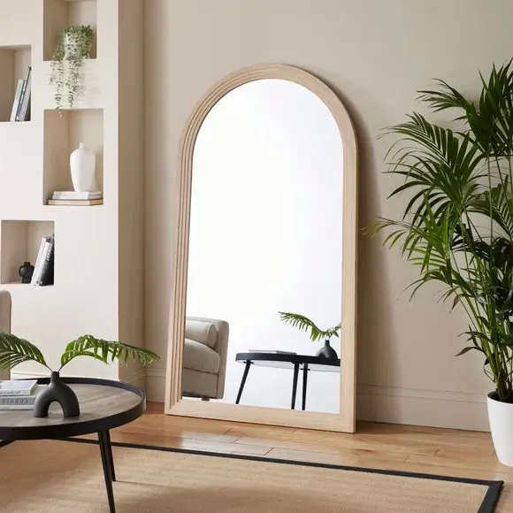 Arched Full Length Leaner Mirror - Natural, Wood image