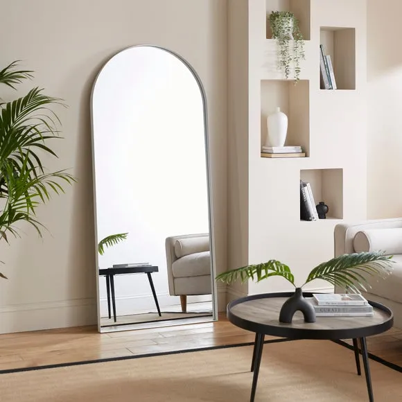 Arched Full Length Leaner Mirror - White, Metal image