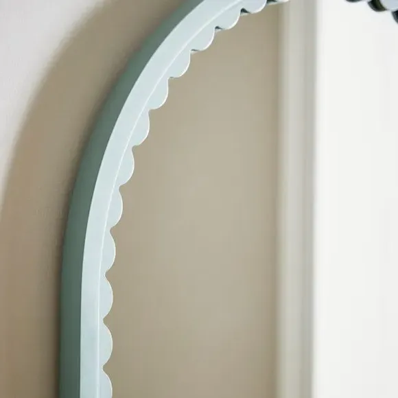 Arched Full Length Mirror Scalloped Edge - Green