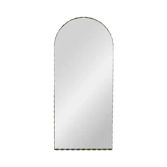 Arched Full Length Mirror Scalloped Frame - Green