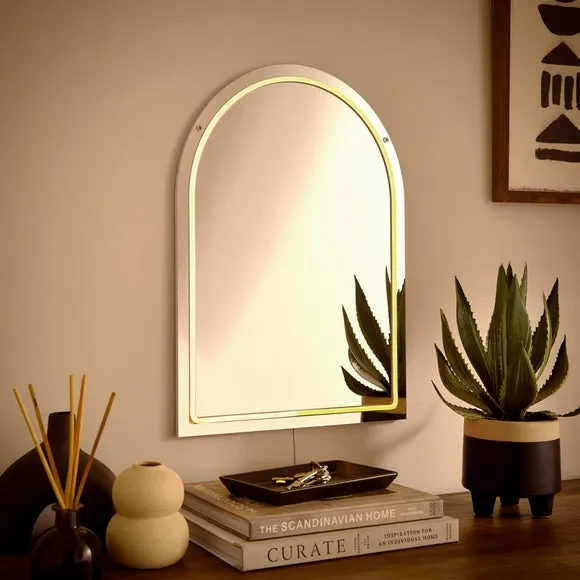 Arched LED Wall Mirror - Silver