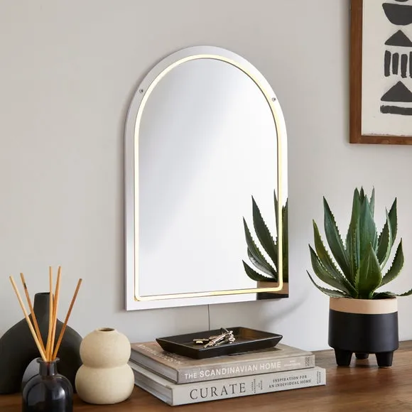 Arched LED Wall Mirror - Silver image