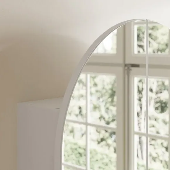 Arched Mirror Wall Cabinet - White, Wood