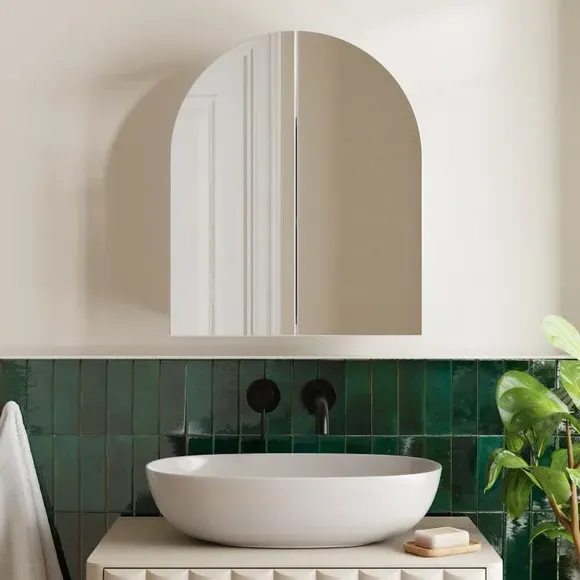 Arched Mirror Wall Cabinet - White, Wood image