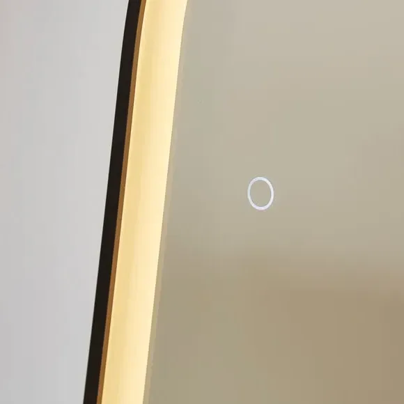 Arched Standing Mirror with LED Lights - Black