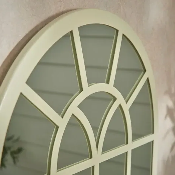 Arched Wall Mirror Window Style - Cream, Iron