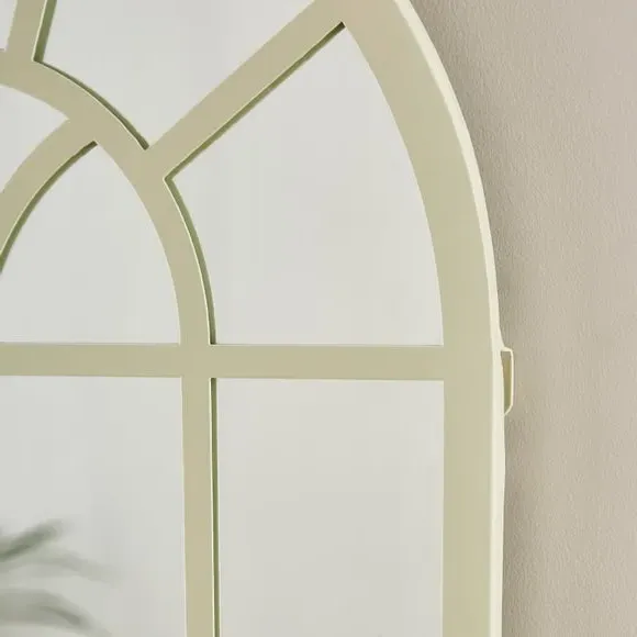 Arched Wall Mirror Window Style - Cream, Iron