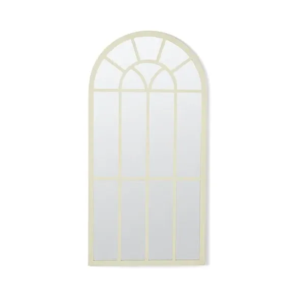Arched Wall Mirror Window Style - Cream, Iron