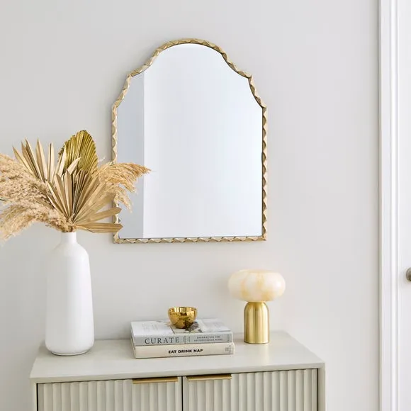 Arched Wall Mirror with Brushed Finish - Gold image