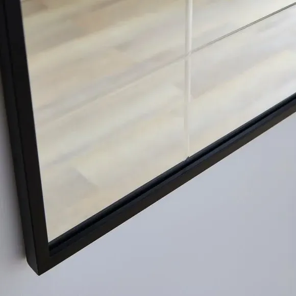 Arched Wall Mirror with Etched Design - Black
