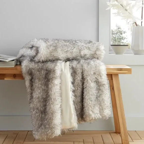 Arctic Fox Throw Blanket - Grey, Polyester image