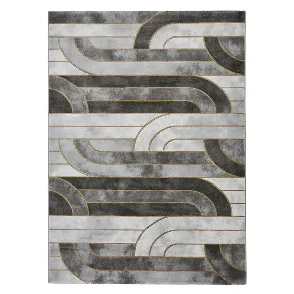 Area Rug with 3D Metallic Effect - Gold