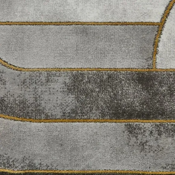 Area Rug with 3D Metallic Effect - Gold