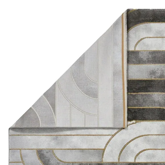 Area Rug with 3D Metallic Effect - Gold